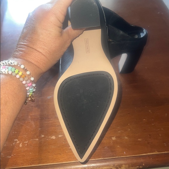 Vince Camuto Black Leather Bailey Bootie/Mule with Gold Buckle - Picture 3 of 5